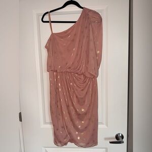 Liliana Women’s One-Shoulder Pink and Gold Chiffon Dress size 14